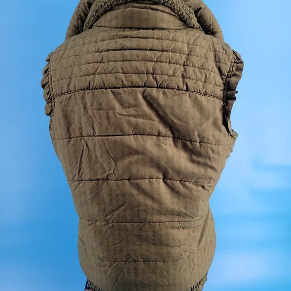 Billabong Olive Green Fleece-Lined Quilted Vest with Hood – Women’s M - Picture 10 of 14